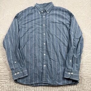 Brooks Brothers Red Fleece Button Down Shirt Mens M Blue White Stripe Preppy Ivy